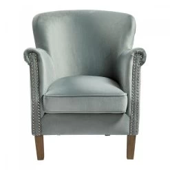 Fauteuil Claude Velours Sauge --- Blanc D'Ivoire