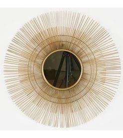 Miroir Rond Métal Doré Soleil ø72cm Athezza