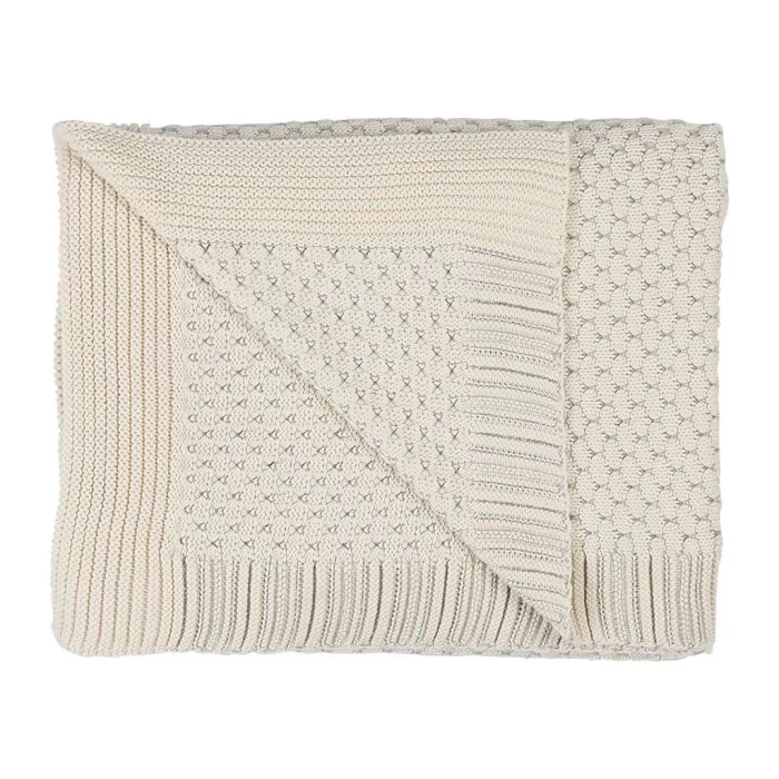 Plaid Ombelio Ecru Argent Coton 150x125 4 Plaid Ombelio Ecru Argent Coton 150x125 – Image 2