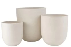 S/4 Pots Ronds Blancs Céramique Jline By Jolipa (Outdoor)