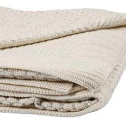 Plaid Ombelio Ecru Argent Coton 150x125