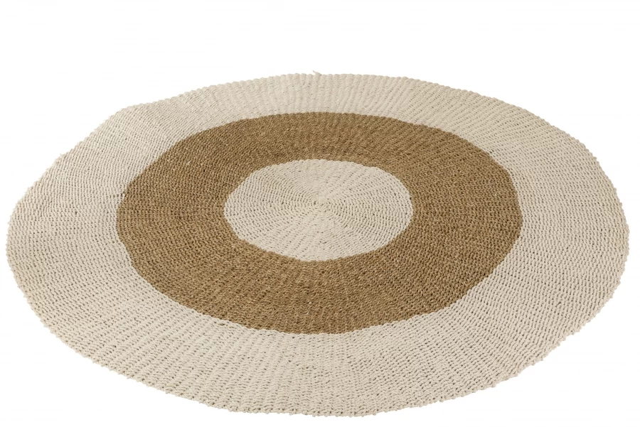 Tapis Rond Tressé Zostere Blanc Naturel (3 Tailles) 3 Tapis Rond Tressé Zostere Blanc Naturel (3 Tailles)