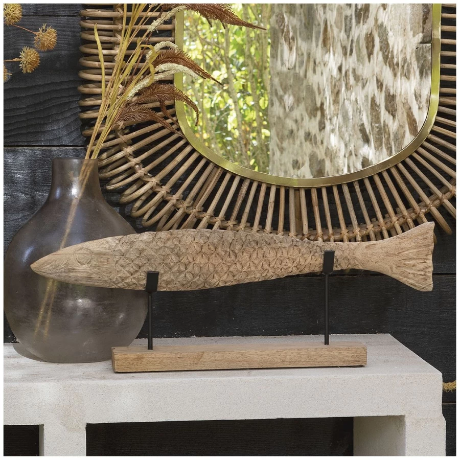 Statue Poisson Manguier Naturel Blanc D'Ivoire 7 Statue Poisson Manguier Naturel Blanc D'Ivoire – Image 5