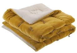 Courte Pointe Matteo Safran Velours Coton 200x150 Blanc D'Ivoire