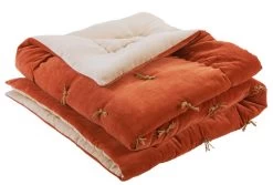 Courte Pointe Matteo Orange B Velours Coton 200x150 Blanc D'Ivoire