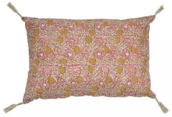 Coussin Jungle Coton Rose 60x40 Blanc D'Ivoire