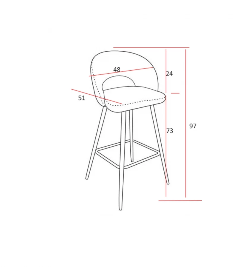 Chaise De Bar Crustacé Velours Gris Anthracite 6 Chaise De Bar Crustacé Velours Gris Anthracite – Image 4