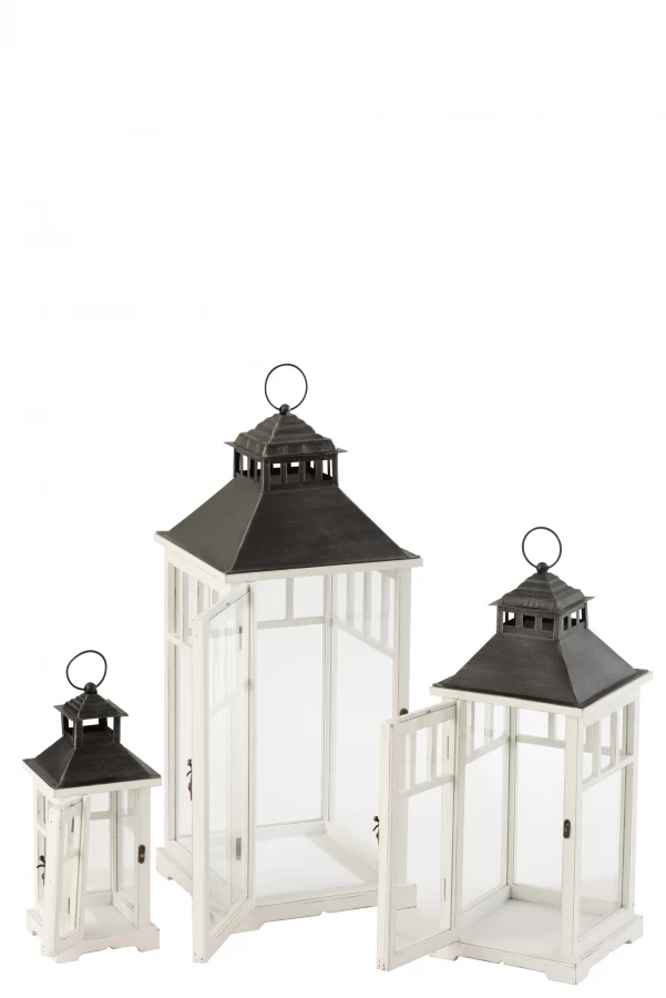 S/3 Lanterne Bois Blanc 4 S/3 Lanterne Bois Blanc – Image 2