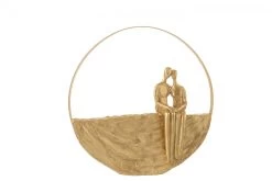 Statue Couple Assis Cercle Or