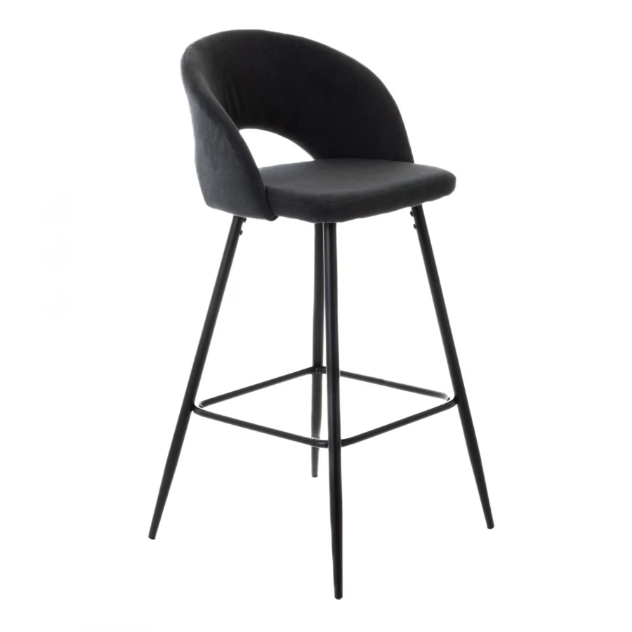 Chaise De Bar Crustacé Velours Gris Anthracite 4 Chaise De Bar Crustacé Velours Gris Anthracite – Image 2