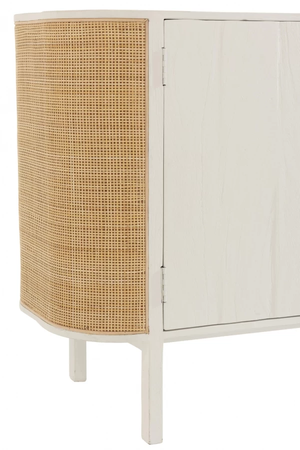 Buffet Bas 3 Portes Molly Bois Blanc Rotin Naturel 7 Buffet Bas 3 Portes Molly Bois Blanc Rotin Naturel – Image 5