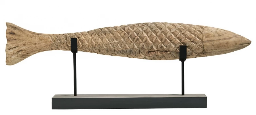 Statue Poisson Manguier Naturel Blanc D'Ivoire 3 Statue Poisson Manguier Naturel Blanc D'Ivoire