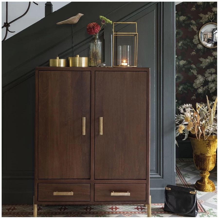 Buffet Haut Victor Manguier Finition Noyer Blanc D'Ivoire 4 Buffet Haut Victor Manguier Finition Noyer Blanc D'Ivoire – Image 2