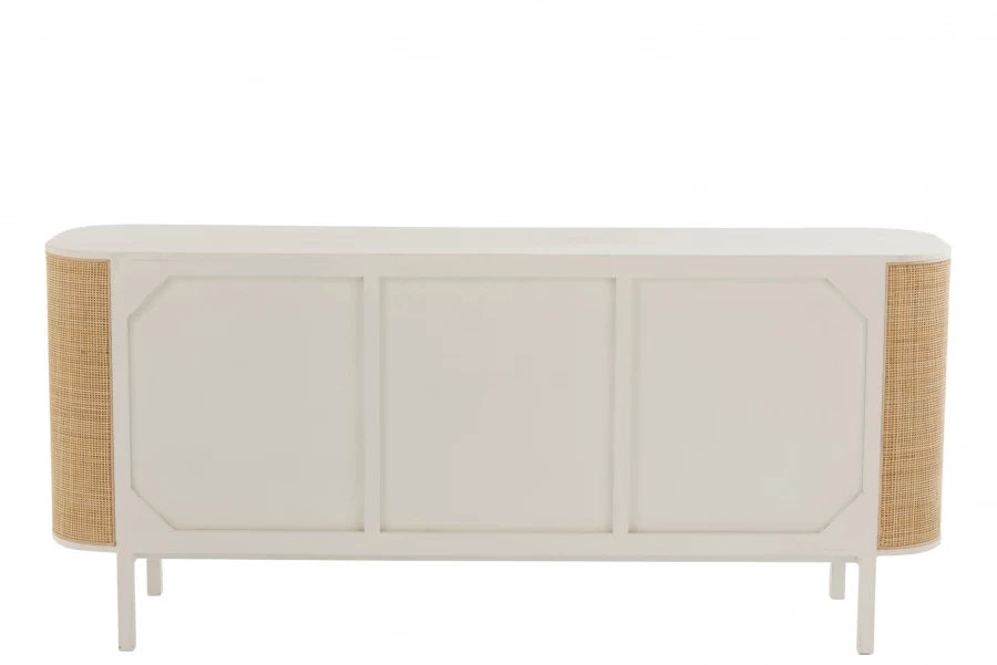 Buffet Bas 3 Portes Molly Bois Blanc Rotin Naturel 6 Buffet Bas 3 Portes Molly Bois Blanc Rotin Naturel – Image 4
