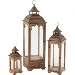 S/3 Lanternes Bistrot Bois Marron
