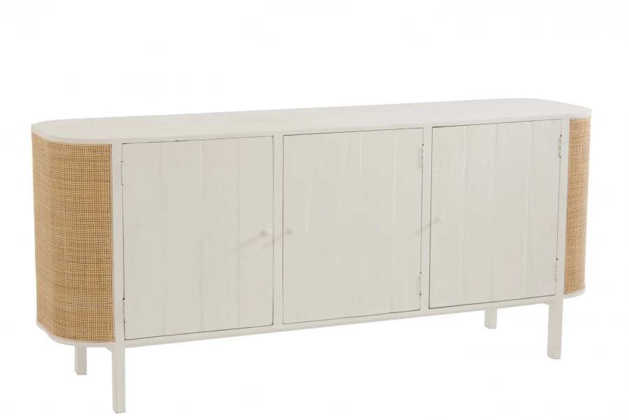 Buffet Bas 3 Portes Molly Bois Blanc Rotin Naturel 3 Buffet Bas 3 Portes Molly Bois Blanc Rotin Naturel