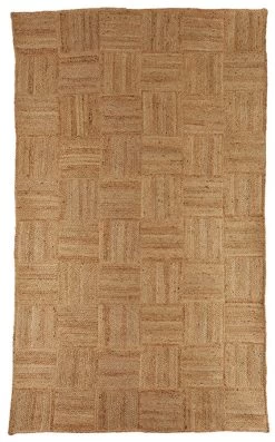 Tapis Damier Jute Naturelle 240x150 Blanc D'Ivoire