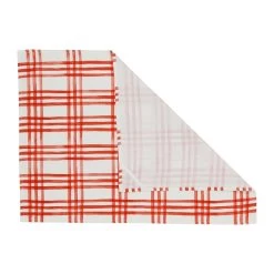 S/2 Torchons Fraisier Rouge -Meubles De Maison Magasin 144 1 Torchon Fraisier Rouge Cote Table 2