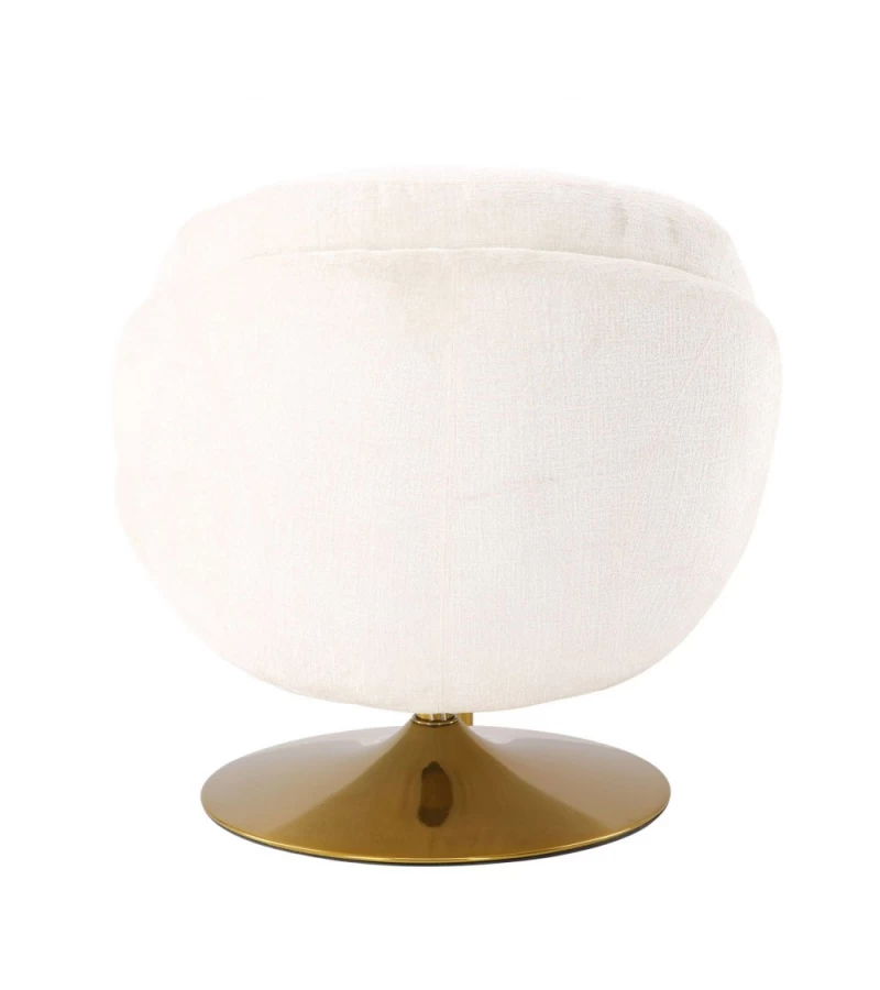 Fauteuil Memento Velours Blanc Pied Doré 5 Fauteuil Memento Velours Blanc Pied Doré – Image 3