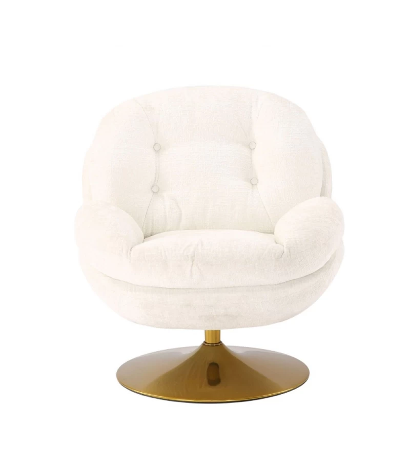 Fauteuil Memento Velours Blanc Pied Doré 4 Fauteuil Memento Velours Blanc Pied Doré – Image 2