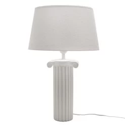 Lampe Athènes Porcelaine Lin Blanc