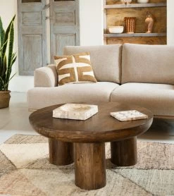 Table Basse Ronde Bois Alytus Athezza -Meubles De Maison Magasin 150 1 Table Basse Ronde Bois Alytus Athezza Hanjel Deco Campagne Chic 2