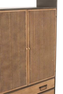 Armoire Haute 2 Portes 3 Tiroirs Metal/Bois Jolipa -Meubles De Maison Magasin 162 1 Armoire Haute 3 Tiroirs Metal Bois Noir Naturel Jolipa Style Campagne 6