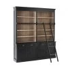 Bibliothèque 4 Portes Bois Noir-Naturel -Meubles De Maison Magasin 169 1 Bibliotheque 4 Portes Bois Noir Naturel Jline Jolipa Style Campagne