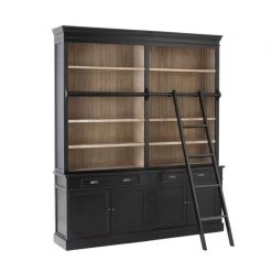 Bibliothèque 4 Portes Bois Noir-Naturel