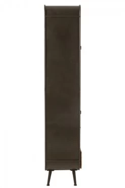 Armoire Haute 2 Portes 3 Tiroirs Metal/Bois Jolipa -Meubles De Maison Magasin 178 1 Armoire Haute 3 Tiroirs Metal Bois Noir Naturel Jolipa Style Campagne 3