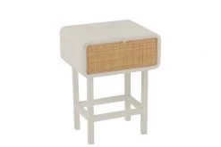 Chevet / Bout De Canapé Molly Bois Blanc Rotin Naturel -Meubles De Maison Magasin 185 1 Bout de Canape Molly Bois Blanc Rotin Naturel Jline Jolipa Style Campagne