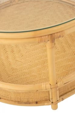 Table Basse Jovelyne Rotin Naturel-Verre -Meubles De Maison Magasin 197 1 Table Basse Ronde Jovelyne Rotin Naturel Verre Jline Jolipa Deco Campagne Chic 6
