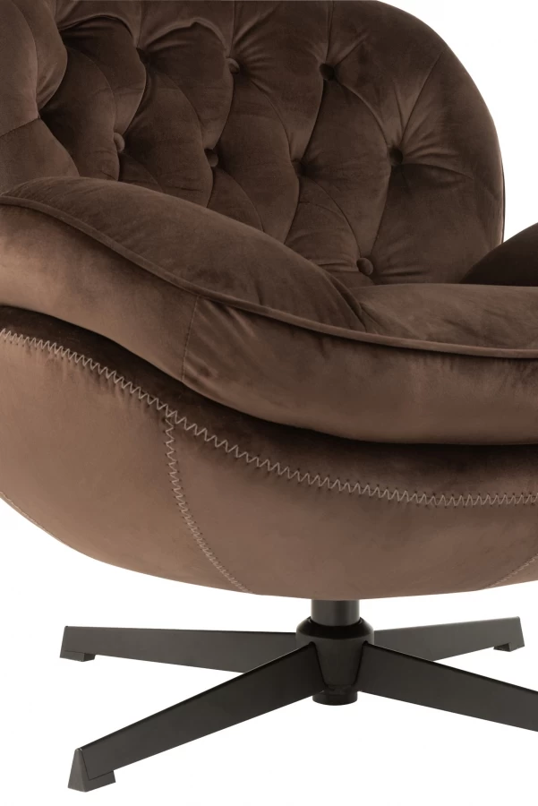 Fauteuil Relax + Repose Pieds Velours Marron 11 Fauteuil Relax + Repose Pieds Velours Marron – Image 9