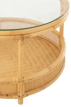 Table Basse Jovelyne Rotin Naturel-Verre -Meubles De Maison Magasin 208 1 Table Basse Ronde Jovelyne Rotin Naturel Verre Jline Jolipa Deco Campagne Chic 4