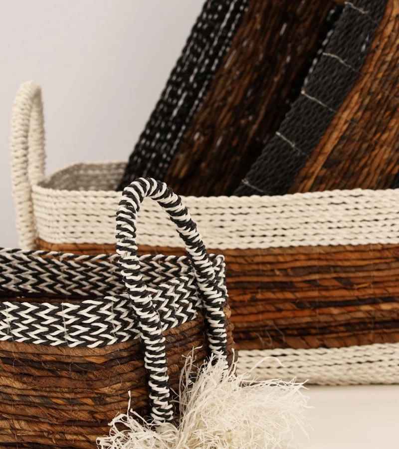 Paniers X3 Raphia Raffo Rectangulaire Athezza 4 Paniers X3 Raphia Raffo Rectangulaire Athezza – Image 2