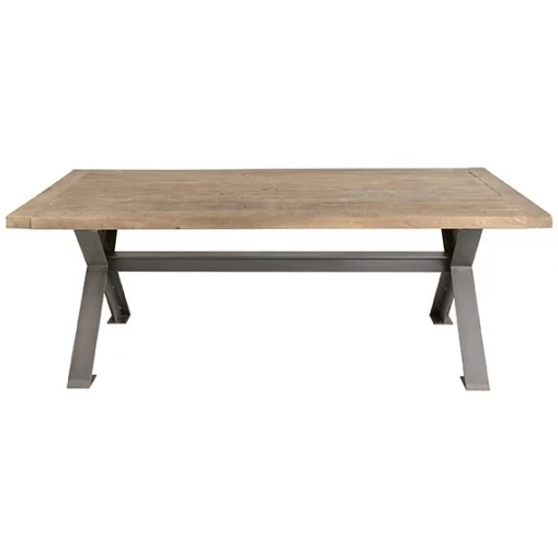 Table à Manger Rectangulaire En X Chêne-Métal 220cm 3 Table à Manger Rectangulaire En X Chêne-Métal 220cm