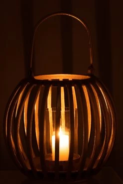 Lanterne Boule Aluminium Or -Meubles De Maison Magasin 227 1 Lanterne Boule Aluminium Or J Line Jolipa Deco Campagne Chic 3