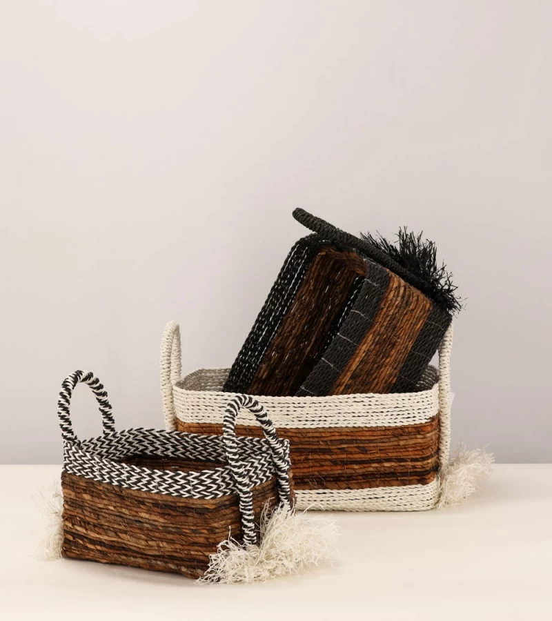 Paniers X3 Raphia Raffo Rectangulaire Athezza 3 Paniers X3 Raphia Raffo Rectangulaire Athezza