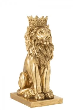 Lion Assis Roi Or H38cm