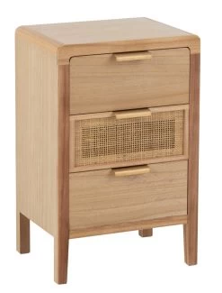 Commode 3 Tiroirs Bois Rotin Naturel Jolipa