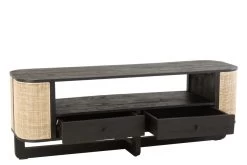 Meuble TV Molly Bois Noir Rotin Naturel 17 Meuble TV Molly Bois Noir Rotin Naturel -Meubles De Maison Magasin 240 1 Meuble TV Molly Bois Noir Rotin Naturel Jline Jolipa Style Campagne 8
