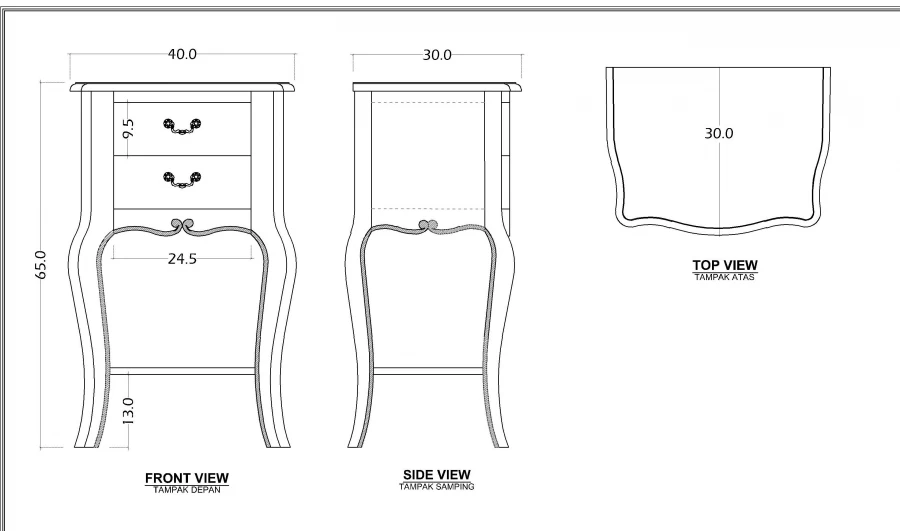Chevet 2 Tiroirs Antique Apolline 7 Chevet 2 Tiroirs Antique Apolline – Image 5