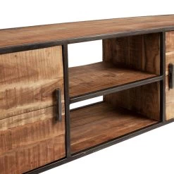 Meuble TV 2 Portes Factory Indus Bois Métal -Meubles De Maison Magasin 299 Meuble TV 2 Portes Factory Indus Bois Metal Cote Table Style Campagne 5