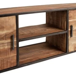 Meuble TV 2 Portes Factory Indus Bois Métal -Meubles De Maison Magasin 312 Meuble TV 2 Portes Factory Indus Bois Metal Cote Table Style Campagne 3