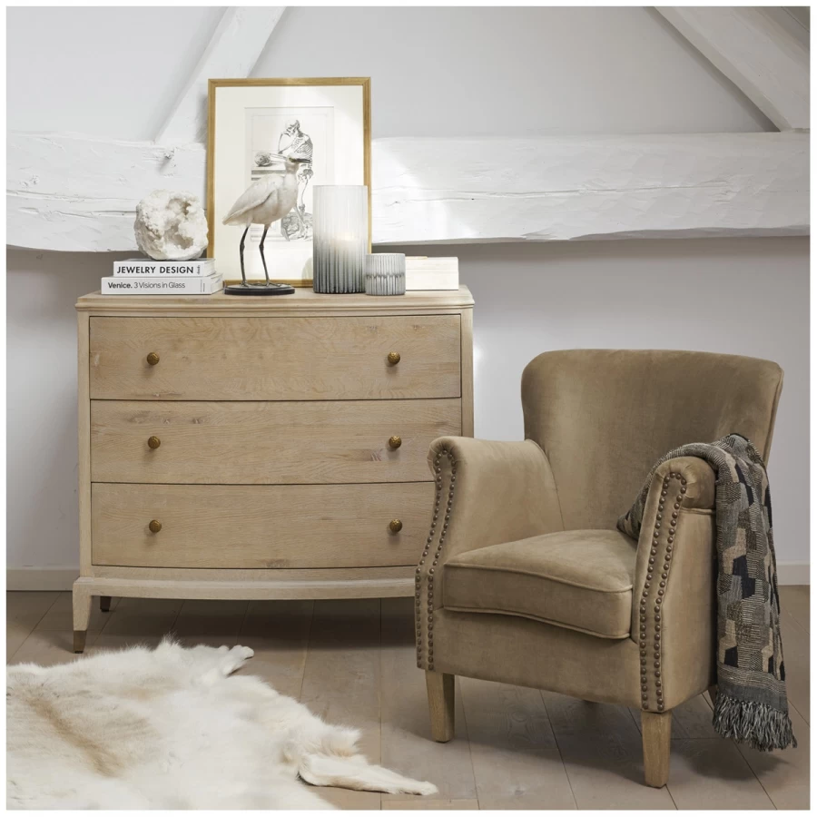 Fauteuil Claude Velours Cannelle Blanc D'Ivoire 4 Fauteuil Claude Velours Cannelle Blanc D'Ivoire – Image 2