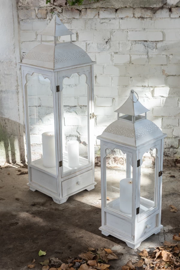 S/3 Lanternes Ibiza Bois Blanc 5 S/3 Lanternes Ibiza Bois Blanc – Image 3