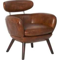 Fauteuil Cuir Marron Havana Athezza