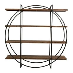 Etagère Ronde 4 Niveaux Factory Indus Bois Métal