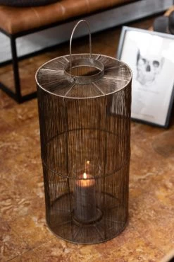 Lanterne Haute Métal Antic Marron -Meubles De Maison Magasin 377 1 Lanterne Haute Metal Antic Marron J Line Jolipa Deco Campagne Chic