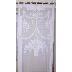2 Rideaux Panier Fleuri Blanc Coquecigrues 130x300